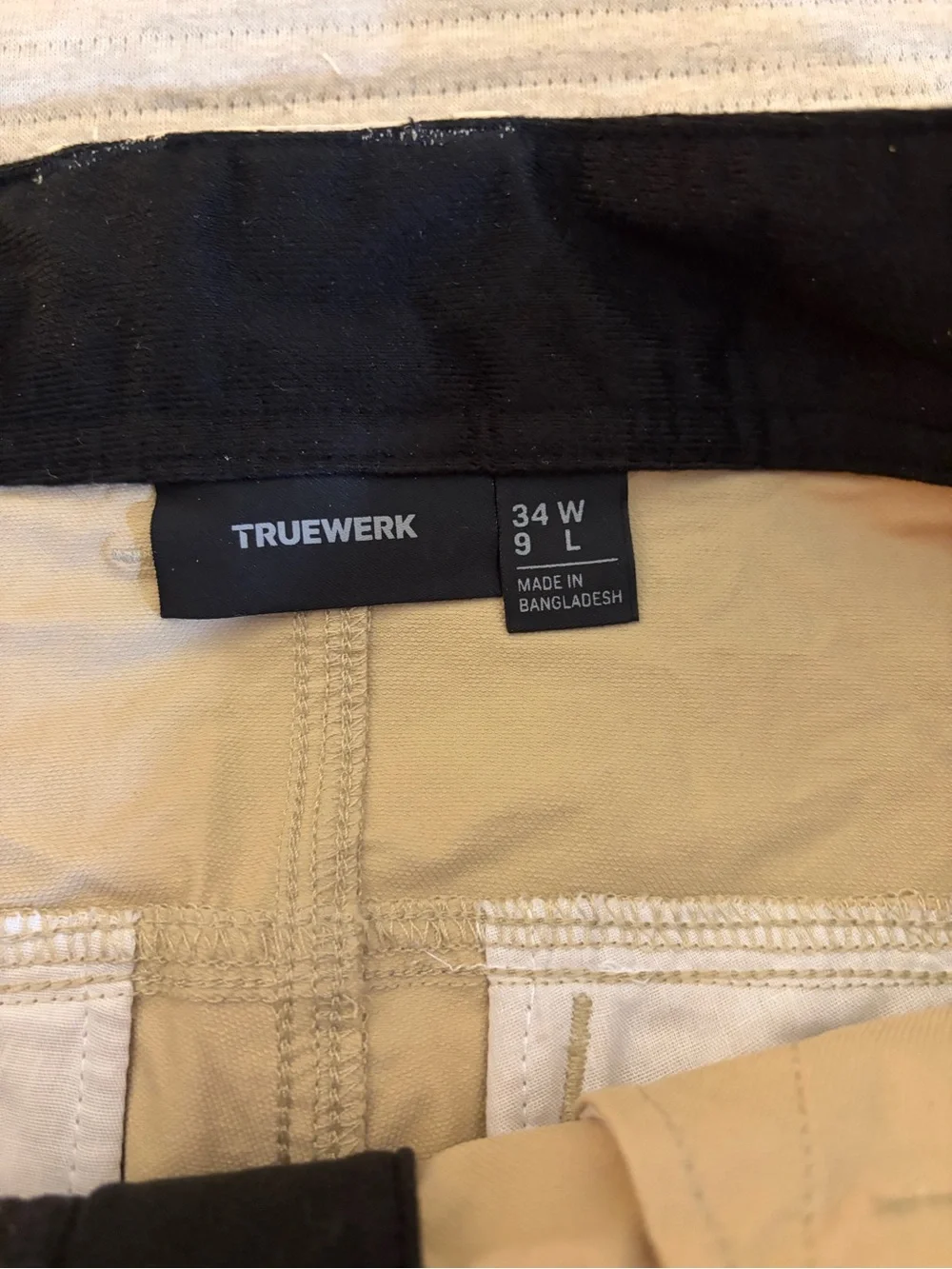 NWT TRUEWERK T1 WerkShort Light Khaki 34x9 Men’s Stretch Cargo Work Shorts